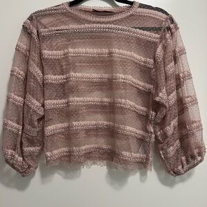 Zara Sheer Lace Blouse - Soft Pink